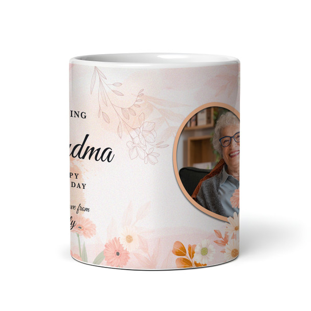 Amazing Grandma Birthday Gift Floral Heart Photo Personalized Mug