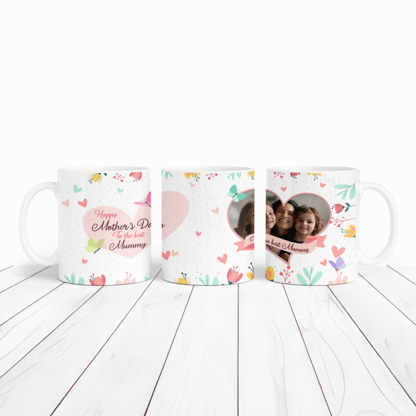 Floral Butterflies Photo Heart Mother's Day Gift Personalized Mug