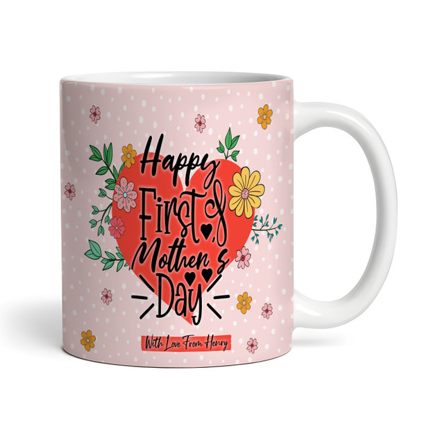 Floral Red Heart First Mother's Day Gift Personalized Mug