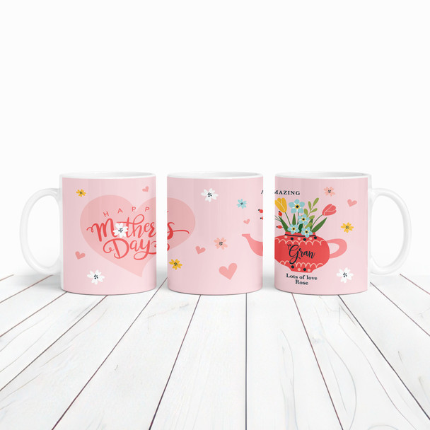 Gran Mother's Day Gift Red Floral Teapot Personalized Mug