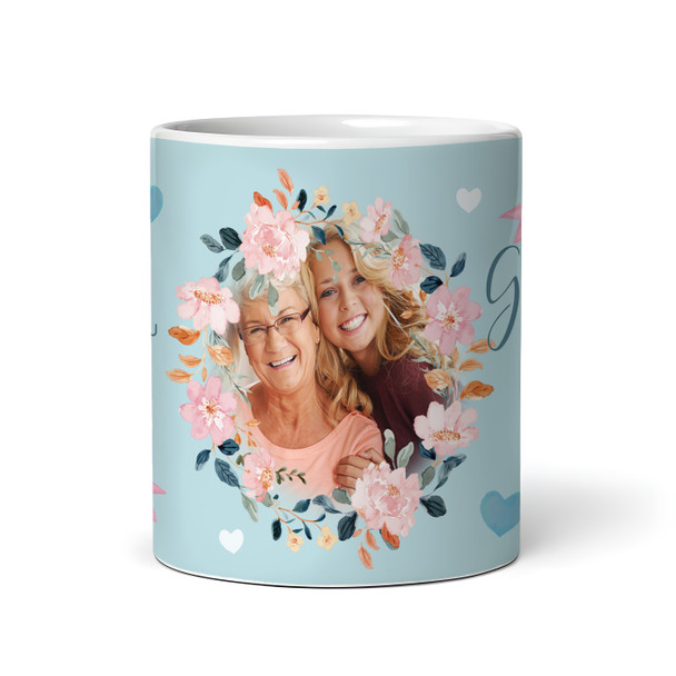 Grandma Mother's Day Gift Photo Blue Flower Thank You Personalized Mug