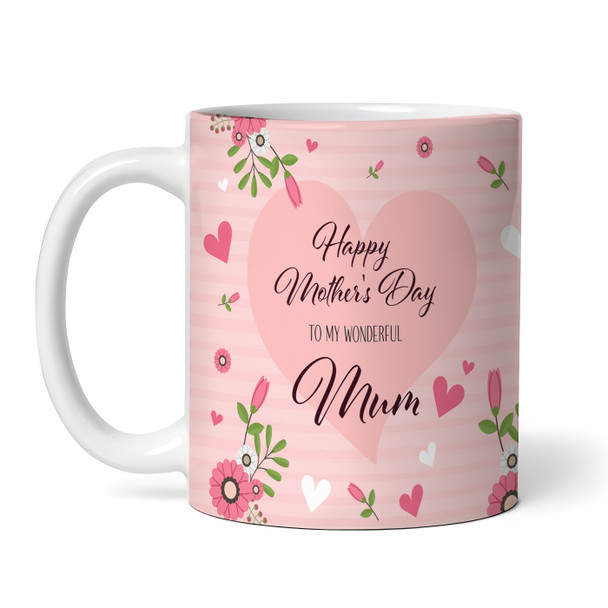 Pink Floral Circle Photo Mother's Day Gift For Mum Personalized Mug