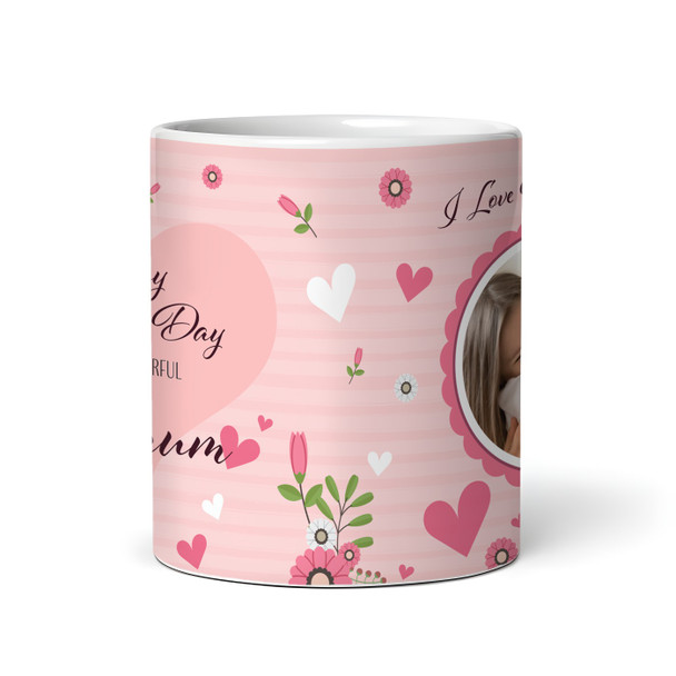 Pink Floral Circle Photo Mother's Day Gift For Stepmum Personalized Mug