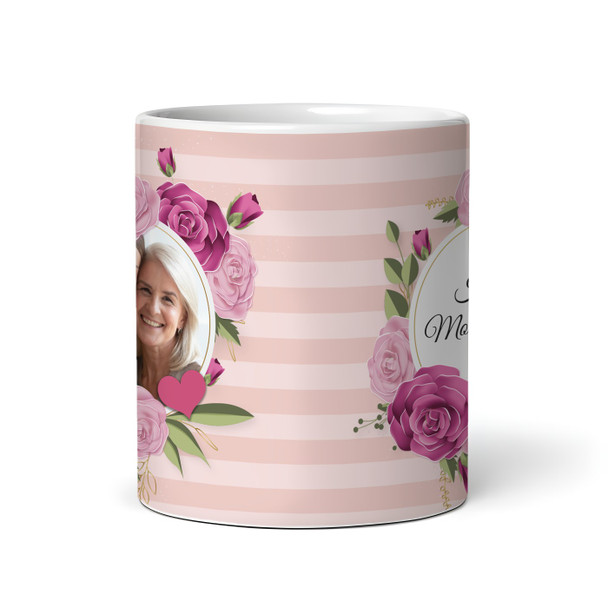 Pink Floral Round Photo Mother's Day Gift Personalized Mug
