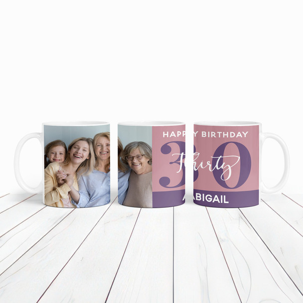 30th Birthday Photo Gift Dusky Pink Tea Coffee Cup Personalized Mug