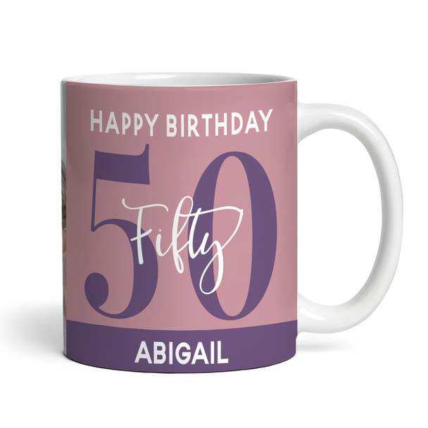 50th Birthday Photo Gift Dusky Pink Tea Coffee Cup Personalized Mug