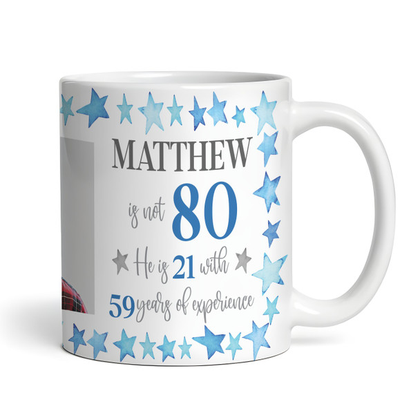 80th Birthday Gift For Him Blue Star Photo Tea Coffee Cup Personalized Mug