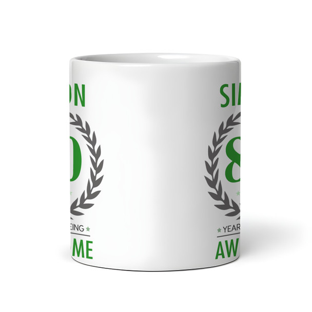 80th Birthday Gift For Man Green Male Mens 80 Birthday Present Personalized Mug