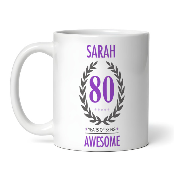 80th Birthday Gift For Women Purple Ladies Birthday Present Personalized Mug