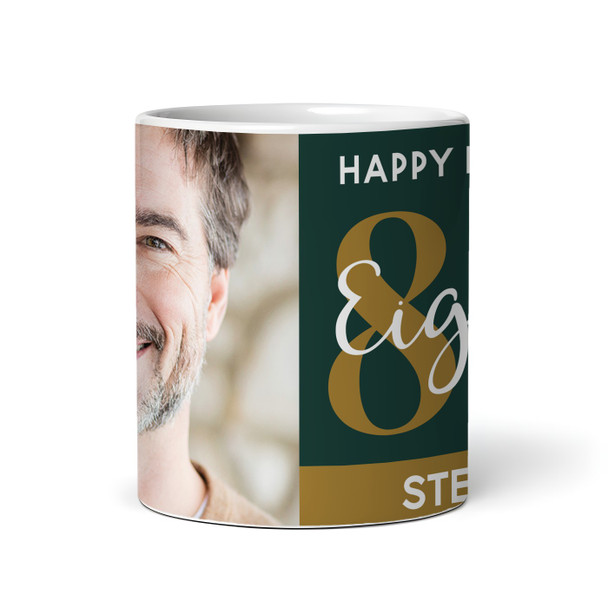 80th Birthday Photo Gift For Him Green Gold Tea Coffee Cup Personalized Mug