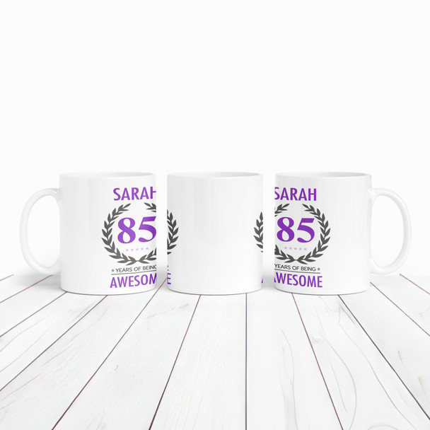 85th Birthday Gift For Women Purple Ladies Birthday Present Personalized Mug