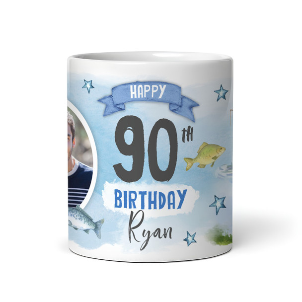 90th Birthday Gift Fishing Present For Angler For Him Photo Personalized Mug