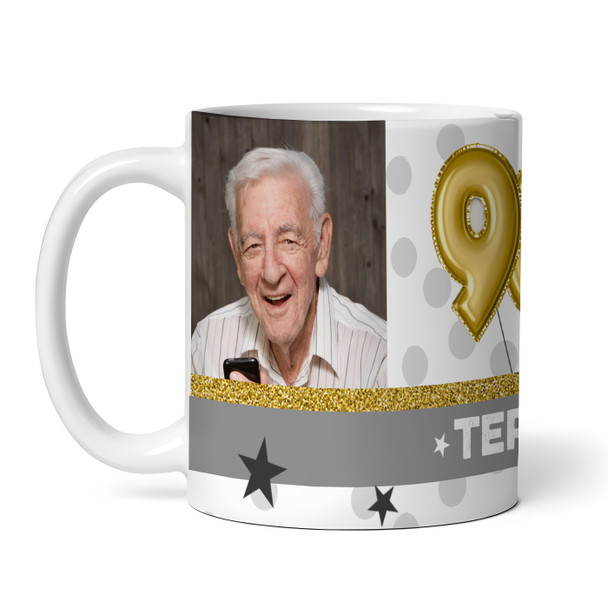 90th Birthday Gift For Him For Her Balloons Photo Tea Coffee Personalized Mug
