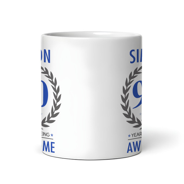 90th Birthday Gift For Man Blue Male Mens 90th Birthday Present Personalized Mug