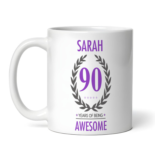 90th Birthday Gift For Women Purple Ladies Birthday Present Personalized Mug