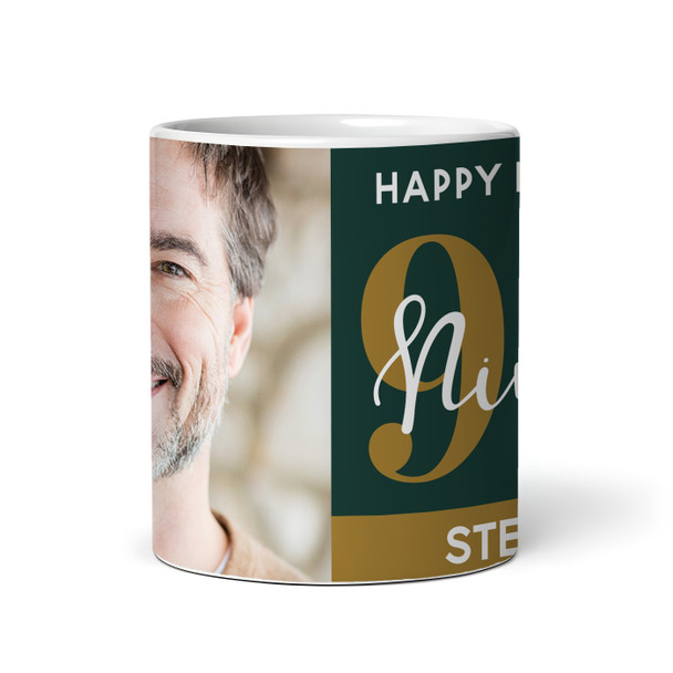 90th Birthday Photo Gift For Him Green Gold Tea Coffee Cup Personalized Mug