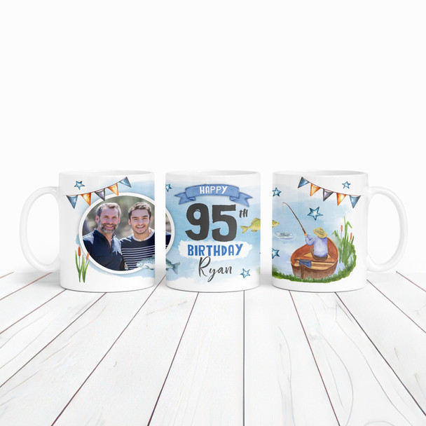95th Birthday Gift Fishing Present For Angler For Him Photo Personalized Mug