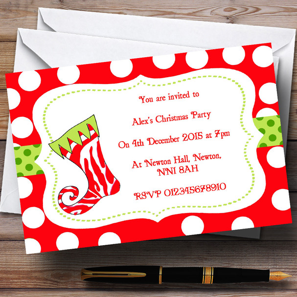 Funky Stocking Personalized Christmas Party Invitations