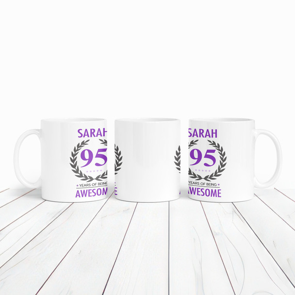 95th Birthday Gift For Women Purple Ladies Birthday Present Personalized Mug