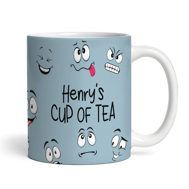 Blue Cup Of Tea Funny Faces Tea Coffee Cup Custom Gift Personalized Mug
