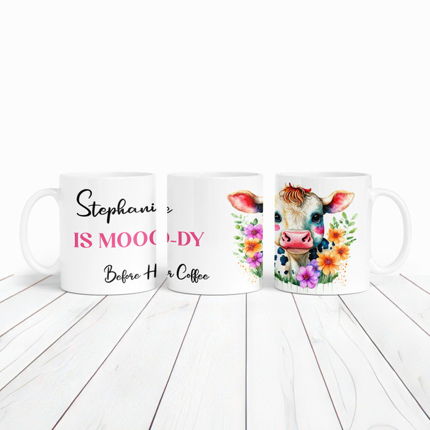 Cute Funny Moody Before Coffee colorful Cow Tea Cup Gift Personalized Mug