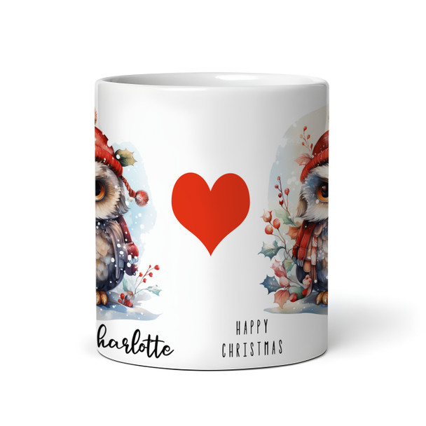 Cute Snowy Owl Happy Christmas Tea Coffee Cup Custom Gift Personalized Mug