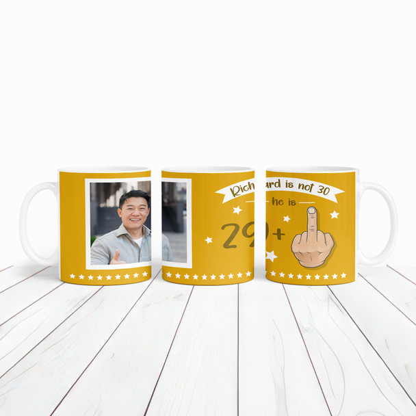 Funny 30th Birthday Gift Middle Finger 39+1 Joke Yellow Photo Personalized Mug