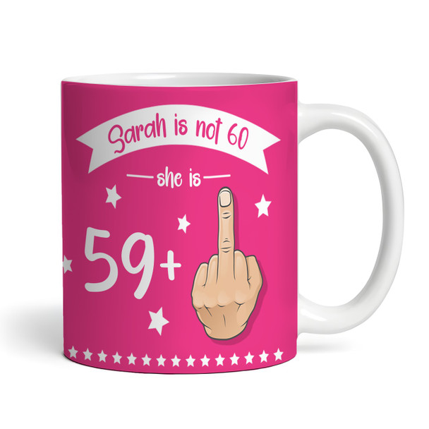 Funny 60th Birthday Gift Middle Finger 59+1 Joke Pink Photo Personalized Mug