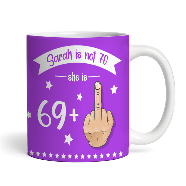 Funny 70th Birthday Gift Middle Finger 69+1 Joke Purple Photo Personalized Mug