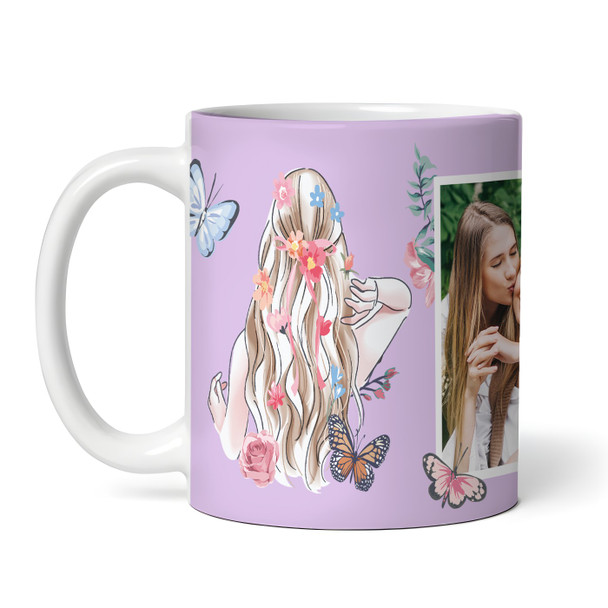 Gift For Aunty Photo Purple Butterfly Tea Coffee Cup Personalized Mug