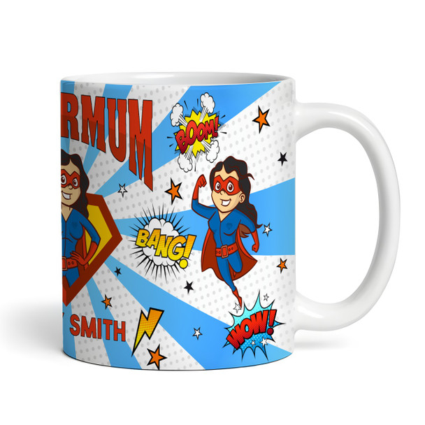 Gift For Mum Black Hair Female Superhero Tea Coffee Cup Personalized Mug