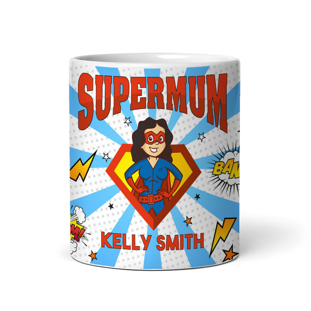 Gift For Mum Black Hair Female Superhero Tea Coffee Cup Personalized Mug