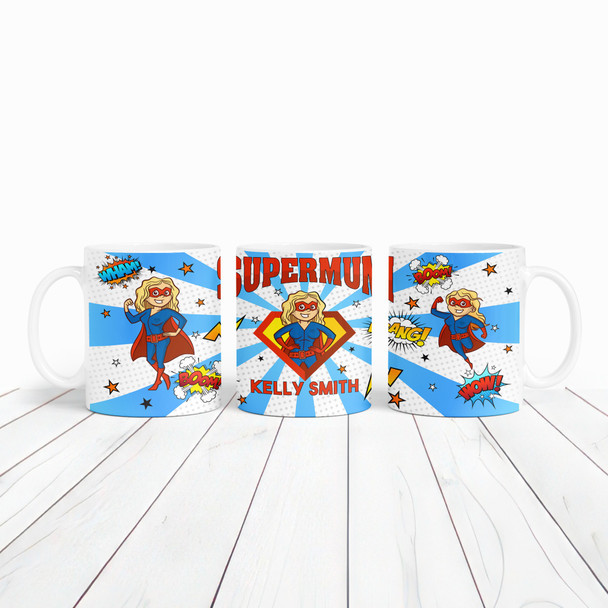 Gift For Mum Blond Hair Female Superhero Tea Coffee Cup Personalized Mug