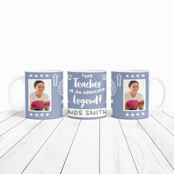 Gift For Teacher Legend Photo Blue Tea Coffee Cup Personalized Mug
