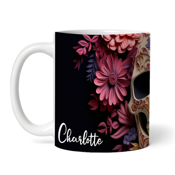 Pink Floral Decorative Skull Gothic Alternative Tea Coffee Cup Personalized Mug