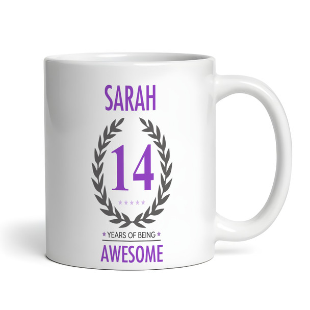Present For Teenage Girl 14th Birthday Gift 14 Awesome Purple Personalized Mug