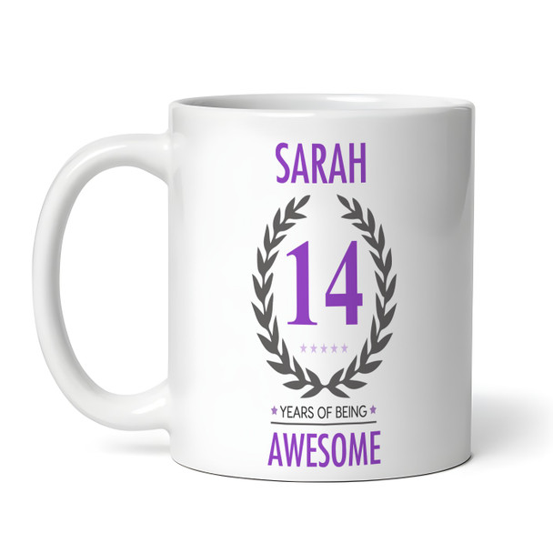 Present For Teenage Girl 14th Birthday Gift 14 Awesome Purple Personalized Mug