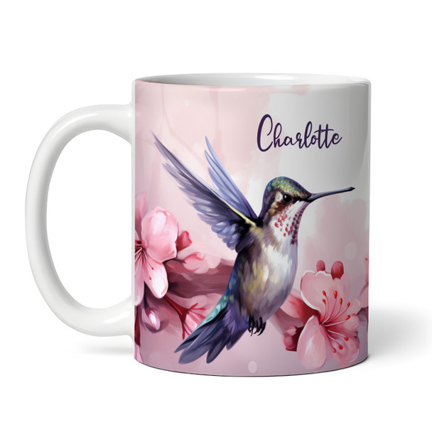 Stunning Pink Floral Hummingbirds Name Tea Coffee Cup Gift Personalized Mug