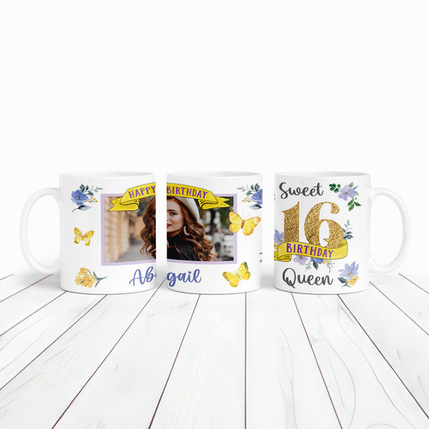 Sweet 16th Birthday Gift Photo Flowers Tea Coffee Cup Personalized Mug