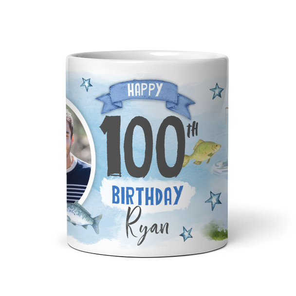 100th Birthday Gift Fishing Present For Angler For Him Photo Personalized Mug