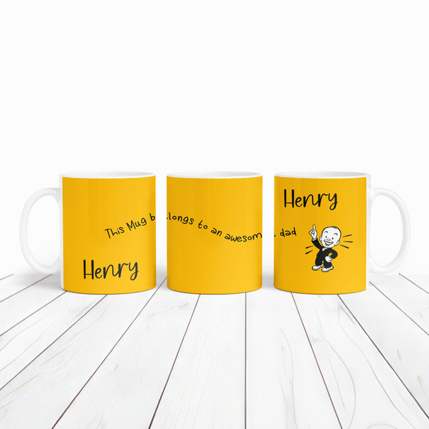 This Belongs To An Awesome Dad Gift Yellow Retro Man Tea Coffee Personalized Mug