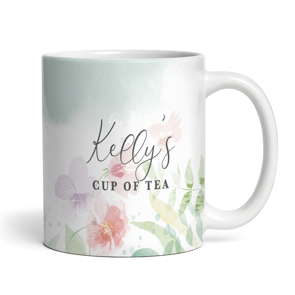 Watercolor Floral Cup Of Tea Tea Coffee Cup Custom Gift Personalized Mug
