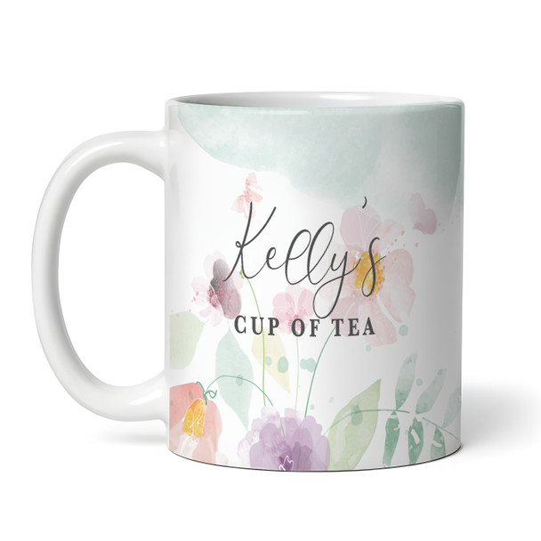 Watercolor Floral Cup Of Tea Tea Coffee Cup Custom Gift Personalized Mug