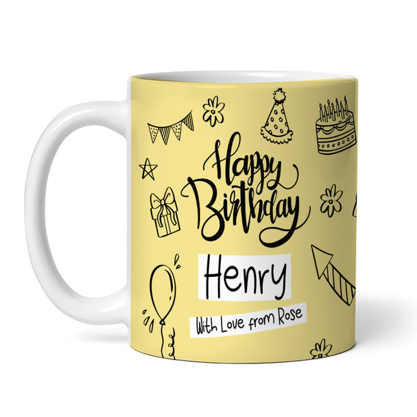 16th Birthday Gift Circle Photo Yellow Tea Coffee Cup Personalized Mug