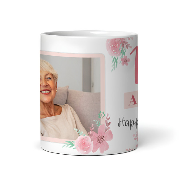 100th Birthday Gift For Her Pink Flower Photo Tea Coffee Cup Personalized Mug