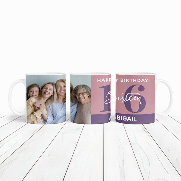 16th Birthday Photo Gift Dusky Pink Tea Coffee Cup Personalized Mug