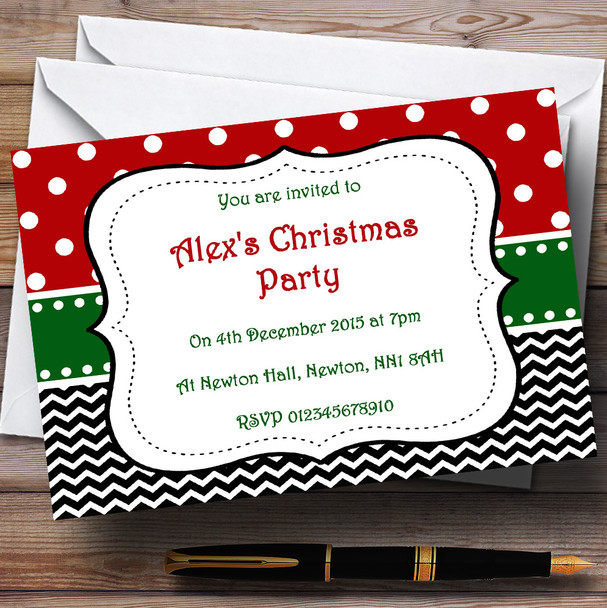Seasonal Colours Personalized Christmas Party Invitations