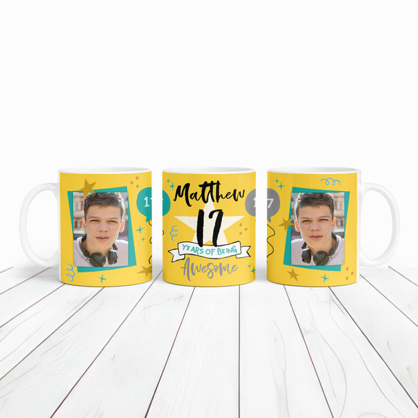 17 Years Photo 17th Birthday Gift For Teenage Boy Yellow Personalized Mug