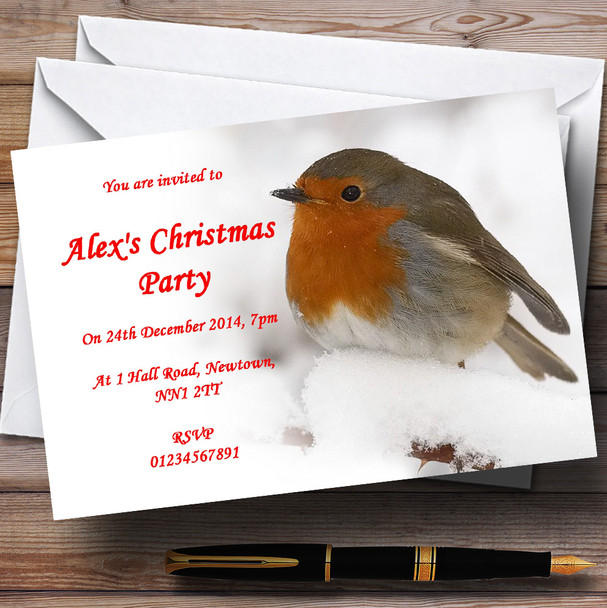 Stunning Robin Personalized Christmas Party Invitations