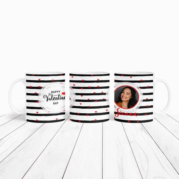 Valentine's Day Gift Photo Gift Stripes Hearts Personalized Mug